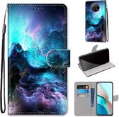 Voor Xiaomi Redmi Note 9T / Note 9 5G Gekleurde tekening Cross Texture Horizontale Flip PU lederen hoes met houder & kaartsleuven & portemonnee & Lanyard (kleurrijke wolken)