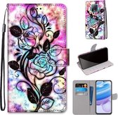 Voor Xiaomi Redmi 10X 5G / 10X Pro 5G Gekleurde tekening Cross Texture Horizontale flip PU lederen tas met houder & kaartsleuven & portemonnee & lanyard (kleur bodem holle bloem)