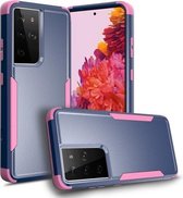 Voor Samsung Galaxy S21 Ultra 5G TPU + pc schokbestendige beschermhoes (koningsblauw + roze)