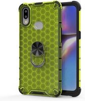 Voor Samsung Galaxy A10 schokbestendige honingraat pc + TPU ringhouder beschermhoes (groen)