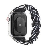 Elastische geweven horlogeband voor Apple Watch Series 6 & SE & 5 & 4 44 mm / 3 & 2 & 1 42 mm, lengte: 130 mm (zwart wit)
