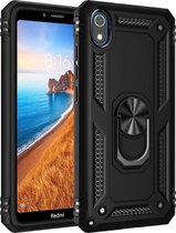 Voor Geschikt voor Xiaomi Redmi 7A Armor schokbestendig TPU + pc beschermhoes met 360 graden rotatiehouder (zwart)