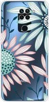 Voor Xiaomi Redmi 10X gekleurd tekeningpatroon zeer transparant TPU beschermhoes (bloem)