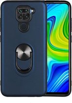 Voor Xiaomi Redmi 10X & Note 9360 roterende multifunctionele stent PC + TPU-hoes met magnetische onzichtbare houder (marineblauw)