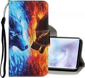 Voor Xiaomi Mi Note 10 Pro Gekleurde Tekening Patroon Horizontale Flip Leren Case met Houder & Kaartsleuven & Portemonnee (Vlam Wolf)