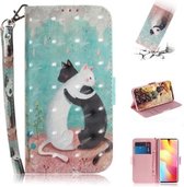 Voor Xiaomi Mi Note 10 Lite 3D Geschilderd Patroon Magnetische Aantrekkelijkheid Horizontale Flip Leren Case met Houder & Kaartsleuf & Portemonnee & Lanyard (Zwart Witte Kat)