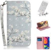 Voor Samsung Galaxy F41 3D Gekleurde Tekening Horizontale Flip Leren Case met Houder & Kaartsleuven & Portemonnee & Lanyard (Magnolia)