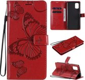 Voor Samsung Galaxy M51 3D vlinders reliëf patroon horizontaal flip lederen tas met houder & kaartsleuf & portemonnee (rood)