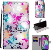 Voor Samsung Galaxy A40 Gekleurde Tekening Cross Textuur Horizontale Flip PU Lederen Case met Houder & Kaartsleuven & Portemonnee & Lanyard (Gradient Kleurrijke Bloem)