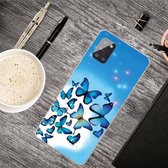 Voor Samsung Galaxy A51 schokbestendig geverfd transparant TPU beschermhoes (blauwe vlinder)