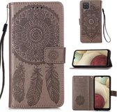 Voor Samsung Galaxy A12 Dream Catcher Printing Horizontale Flip Leather Case met houder & kaartsleuven & portemonnee & Lanyard (grijs)