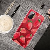 Voor Samsung Galaxy A02s Gekleurde tekening Clear TPU beschermhoesjes (Love Strawberry)