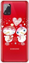Voor Samsung Galaxy A71 5G Christmas Series Clear TPU beschermhoes (paar sneeuwpop)