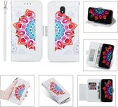 Voor Samsung Galaxy J7 (2017) / J730 Afdrukken Tweekleurig half mandala-patroon Dubbelzijdige magnetische gesp Horizontale flip lederen tas met houder & kaartsleuven & portemonnee & fotolijst