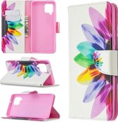 Voor Samsung Galaxy A42 5G Gekleurde Tekening Patroon Horizontale Flip Leren Case met Houder & Kaartsleuven & Portemonnee (Zonnebloem)