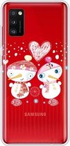 Voor Samsung Galaxy A41 Christmas Series Clear TPU beschermhoes (paar sneeuwpop)
