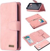 Voor Samsung Galaxy A11 Afneembare Frosted Magnetische Horizontale Flip Leren Case met Kaartsleuven & Houder & Rits Portemonnee & Fotolijst (Roze)
