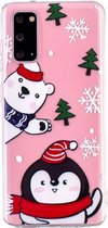 Voor Samsung Galaxy S20 + Christmas Pattern TPU Protective Cas (Penguin Bear)