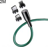 CAFELE Zhen Magnetic Series 3 in 1 USB naar 8 Pin + Micro USB + USB-C / Type-C Ronde kop Magnetische zuigkracht Snel opladen Datakabel Lijnlengte: 2 m (groen)