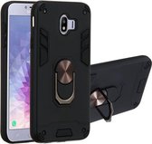 Voor Samsung Galaxy J4 (2018) 2 in 1 Armor Series PC + TPU beschermhoes met ringhouder (zwart)