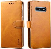 Voor Galaxy S10e GUSSIM zakelijke stijl horizontale flip lederen tas met houder & kaartsleuven & portemonnee (kaki)