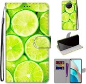 Voor Xiaomi Redmi Note 9 5G / Note 9T Gekleurde Tekening Cross Textuur Horizontale Flip PU Lederen Case met Houder & Kaartsleuven & Portemonnee & Lanyard (Groene Citroen)
