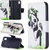 Gekleurde tekening patroon horizontale flip lederen tas met houder & kaartsleuven & portemonnee voor Xiaomi Redmi 7A (Panda en bamboe)
