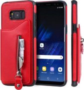 Voor Galaxy S8 Plus effen kleur dubbele gesp ritssluiting schokbestendig beschermhoes (rood)