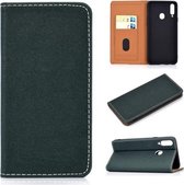 Voor Galaxy A20s effen kleur magnetische horizontale flip lederen tas met kaartsleuf en houder (groen)