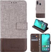 Voor Galaxy A40 MUXMA MX102 Horizontale flip canvas lederen tas met standaard & kaartsleuf & portemonnee-functie (bruin)