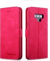 Voor Galaxy Note 9 Diaobaolee Pure Fresh Texture Horizontale Flip Leather Case, met houder & kaartsleuf & portemonnee & fotolijst (rood)
