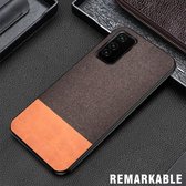 Voor Samsung Galaxy M31s schokbestendige splicing PU + stoffen beschermhoes (bruin)