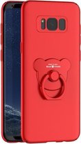 AIQAA voor Galaxy S8 + / G955 effen kleur metaalverf kunststof PC valbestendige beschermhoes met beerringhouder (rood)