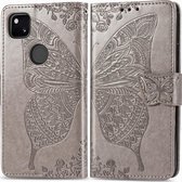 Google Pixel 4a Hoesje - Mobigear - Butterfly Serie - Kunstlederen Bookcase - Grijs - Hoesje Geschikt Voor Google Pixel 4a