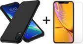 iPhone XR hoesje zwart shockproof siliconen case cover - 1x iPhone XR Screenprotector glas