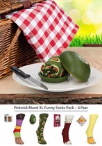 OHNO Cadeau Artikelen Funny XL-Picknick Mand Sokken - Multipack Sokken - Multicolor, Cadeauverpakking