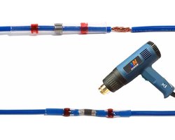 10 stuks , Soldeerhuls / Krimpkous /  Rood  / ip68  /  , Φ2,7mm , AWG 22- 18 /  draaddikte 0 .5-1,0mm2, krimp 2:1 / lage temp soldeertin