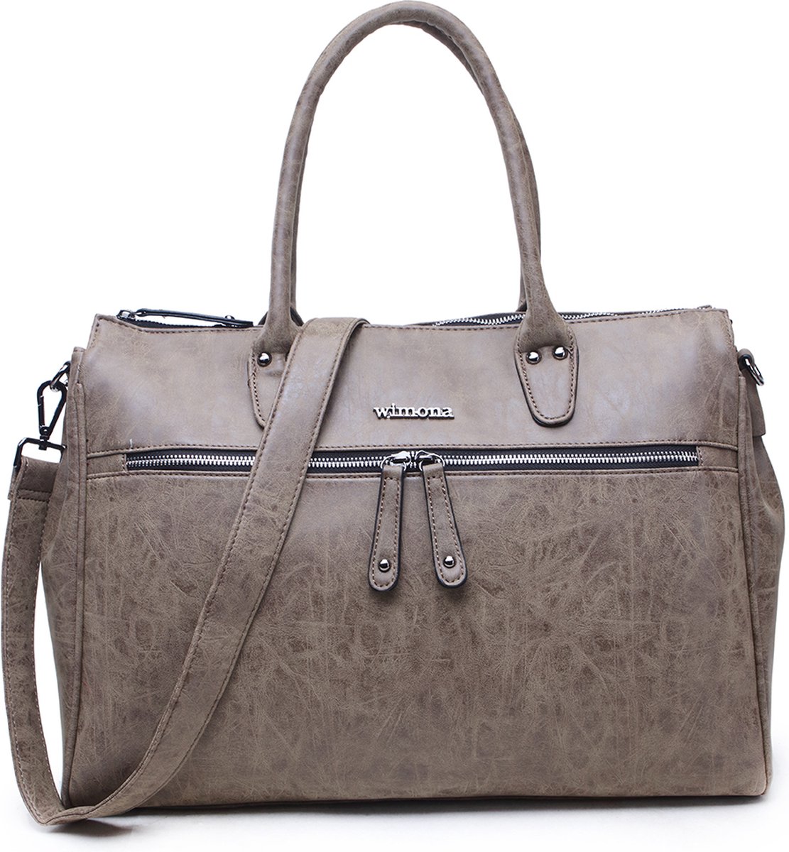 Wimona Fabiana 2021 Schoudertas/ Laptoptas - 15,6 inch - Taupe