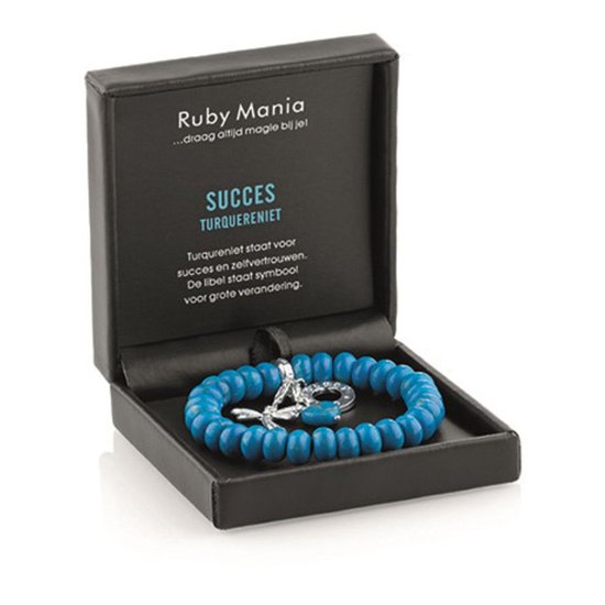 Ruben Robijn Ruby Mania, armband Turquereniet, ronde kralen Armband (sieraad) 19 cm