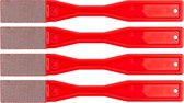 KGS PRO Diamant-handvijlen, 4 stuks (38x19 mm, plat, Rood (grit 200))