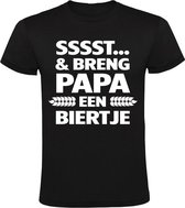 Breng papa bier Heren t-shirt | kind | zoon | dochter | vader | opa | Zwart