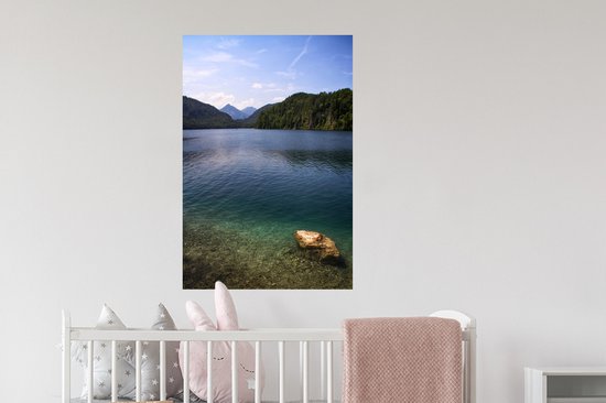 Sticker Muursticker Neuschwanstein - Lac près de Hohenschwangau près de Bavière en Allemagne - 60x90 cm - film autocollant - sticker mural repositionnable