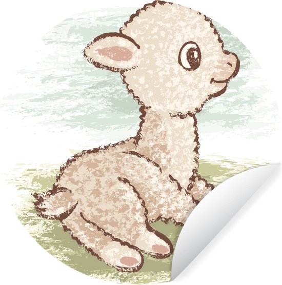Foto: Wallcircle muurstickers behangcirkel lama dieren potloden 30 cm muurcirkel zelfklevend ronde behangsticker