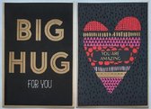 2 Luxe Wenskaarten - BIG HUG for you + You are Amazing - 12 x 17 cm