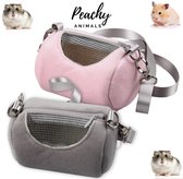 PEACHY® Animals - 2  Dwerg Hamster Draagtasjes - Muis - Roze & Grijs - Wasbaar - Met Verstelbare Schouderreim - Draagbare Reiszak - Koffer - Mand - Knaagdier