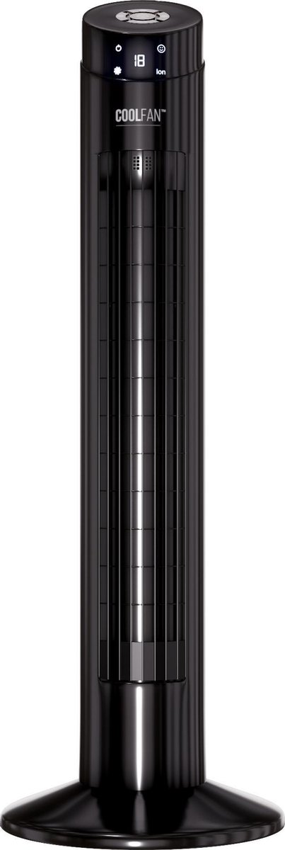 CoolFan CF201 - Stille Torenventilator Zwart - Afstandsbediening - Kolomventilator met Luchtreiniger Ionisator - Ventilator Staand