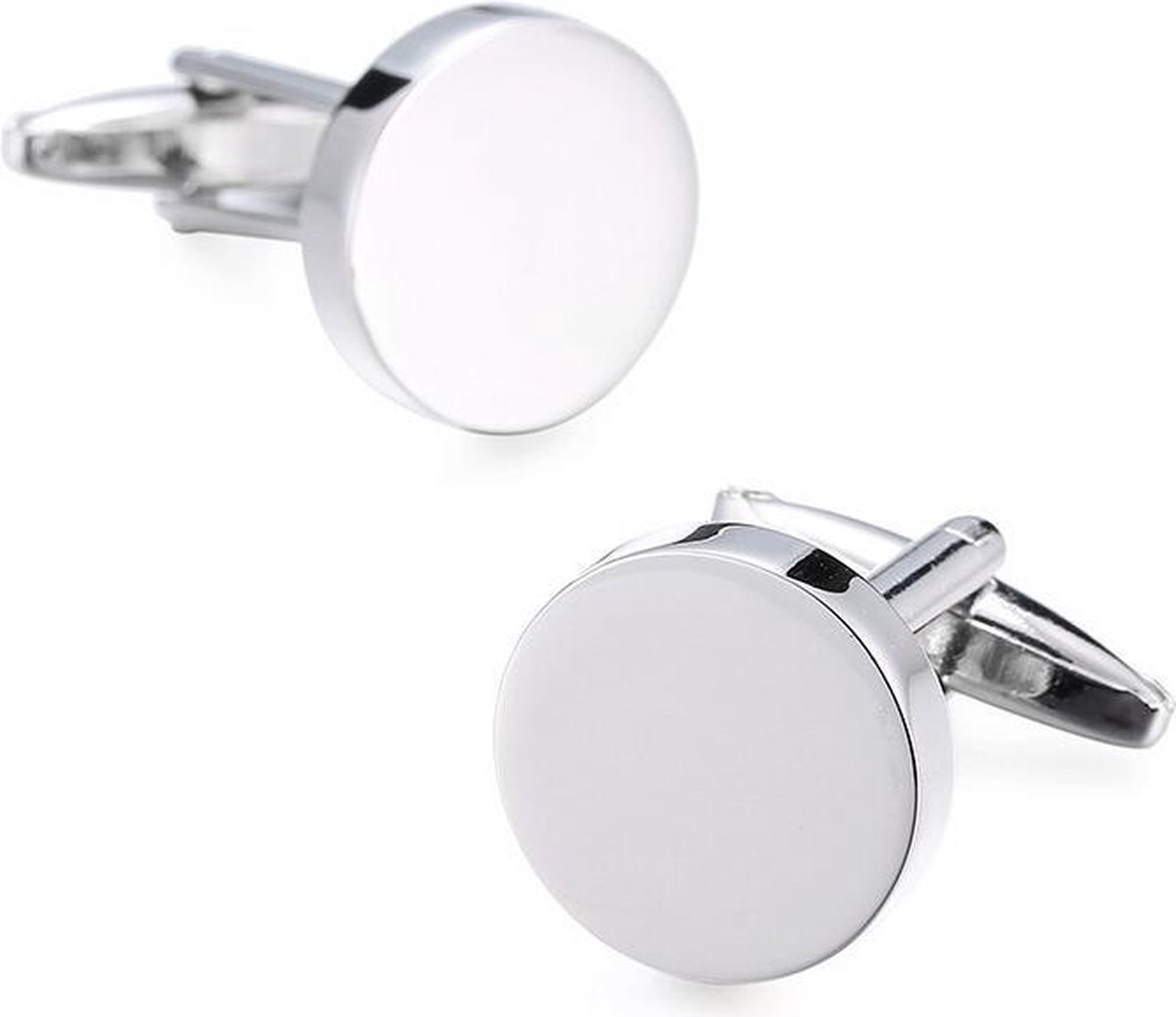 Ronde Manchetknopen Heren Zilver Kleurig - Gepolijst - Cufflinks - Papa Cadeau Voor Mannen - Vaderdag