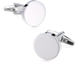 Ronde Manchetknopen Heren Zilver Kleurig - Gepolijst - Cufflinks - Vaderdag Cadeau Geschenk - Mannen Cadeautjes Accesoires