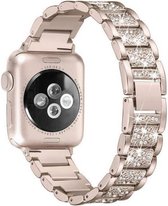 Geschikt voor Apple Watch bandje 38 / 40 / 41 mm - Series 1 2 3 4 5 6 7 SE - Smartwatch iWatch horloge band - 38mm 40mm 41mm - Fungus - RVS metaal - Champagne - Glamour