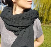 Sjaal van zachte mousseline katoen - zwart - veel kleuren verkrijgbaar